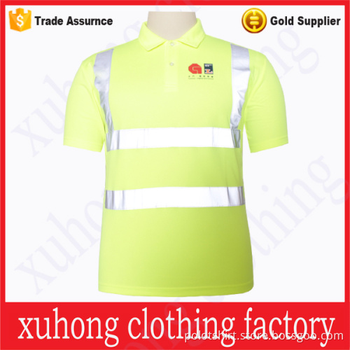 Customized high quality reflective pique workwear polo shirt